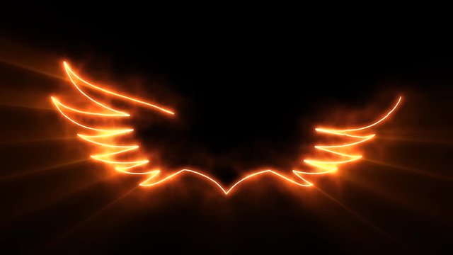 Orange Burning Eagle Logo with Reveal Effect and Light Rays