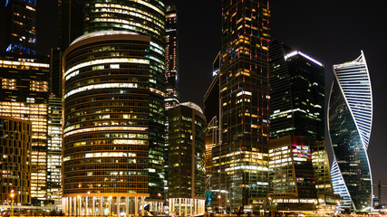 panoramic view of skyscrapers in Moscow City