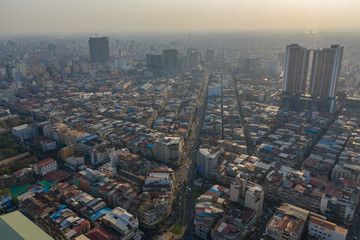 Fototapeta na wymiar Landscape Phnompenh on January - landsmarks Cambodia - 31 Jan 2019