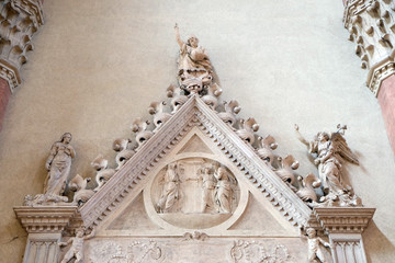 Relief on the inside facade in San Petronio Basilica in Bologna, Italy © zatletic