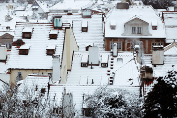 Roofs covered with snow