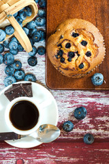 Blueberry muffin and coffee