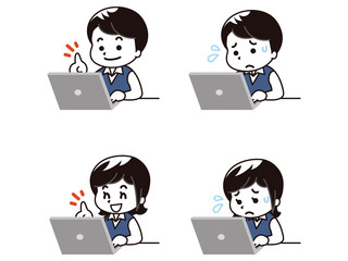 ノートパソコンと中高生の男女