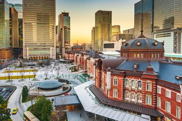 Fotobehang Tokyo station building, railway station at Marunouchi district, Japan © torjrtrx