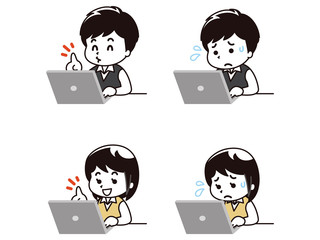 ノートパソコンと中高生の男女