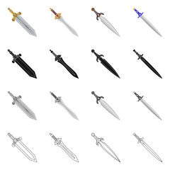 Vector design of game  and armor  symbol. Collection of game  and blade  vector icon for stock.