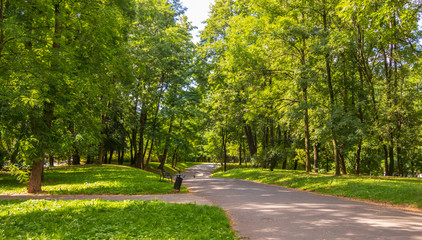 Fototapeta premium Park on the Golden Age housing estate, Kraków, Poland