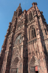 Fototapeta premium Strasbourg France 10-15-2018. Facade of the cathedral of Strasbourg in Alsace France.