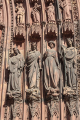 Strasbourg France 10-15-2018.  Sculpture at the cathedral of Strasbourg in Alsace France.