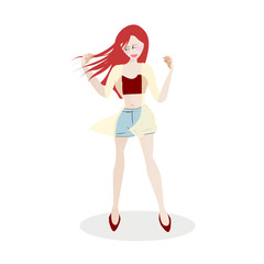 Woman flat cartoon character  on isolated background