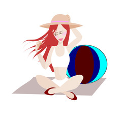 Woman flat cartoon character  on isolated background