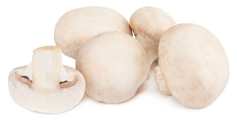  champignon mushrooms isolated on white background, with clipping path