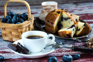 Blueberry muffin and coffee