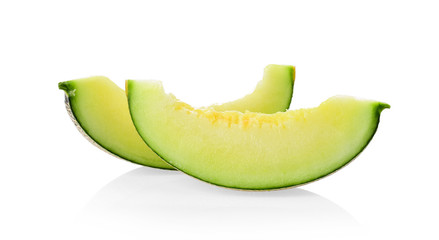 Green melon on white background.