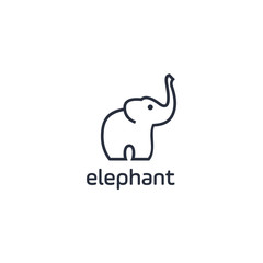 Negative space zoo, abstract elephant vector logo design. Creative linear animal logotype for illustration