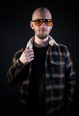 Hipster handsome male model with beard