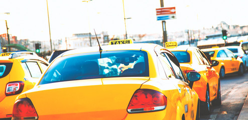 Yellow taxi in city