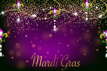 Mardi Gras holiday background  with diamonds, lights © wonderyusya