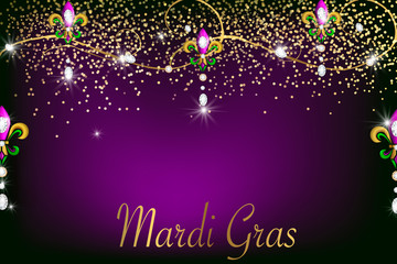 Mardi Gras holiday background  with diamonds, lights © wonderyusya