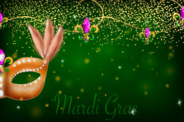 Mardi Gras holiday background  with diamonds, lights © wonderyusya