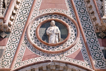 Obraz premium Christ Giving a Blessing, Portal of Cattedrale di Santa Maria del Fiore (Cathedral of Saint Mary of the Flower), Florence, Italy 