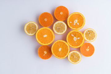 Orange, Mandarine And Lemon Fruit On White Background