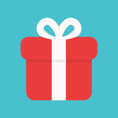 Gift box icon on blue background