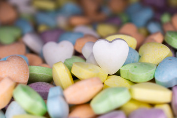 candy, love hart colorful closeup with background