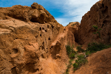 Colorful rock formations in Fairy tale canyon, Kyrgyzstan