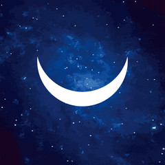 Naklejka na ściany i meble Vector. Logo, symbol of the moon. Icon Illustration of white phase moon on a cosmic background. Graphic image. Stylization