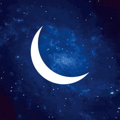 Fototapeta na wymiar Vector. Logo, symbol of the moon. Icon Illustration of white phase moon on a cosmic background. Graphic image. Stylization