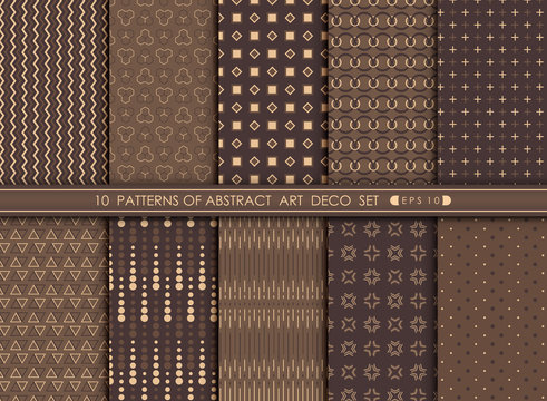 Abstract modern antique of art deco pattern design set.