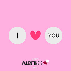 I LOVE YOU in Happy Valentine's Day on pink background