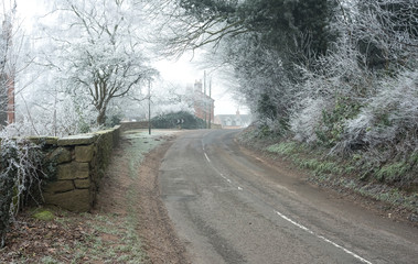 Winter village road  scene