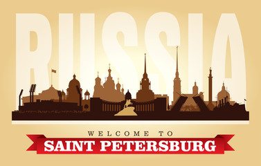 Saint Petersburg Russia city skyline vector silhouette
