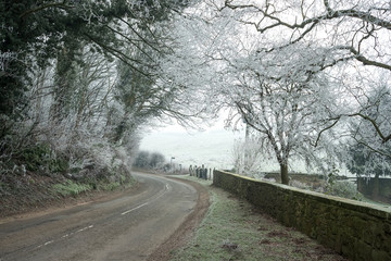 Winter village road  scene