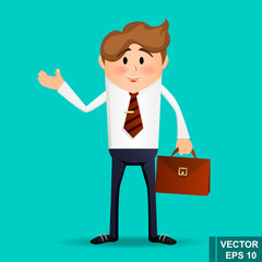 Businessman. Young guy Cartoon style. Bright. Emotions. For your design