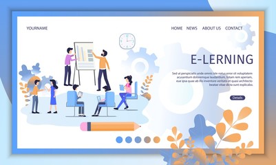 Online Education Service Flat Vector Website