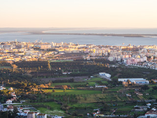 Fototapeta na wymiar View of Setubal as seen from the Palmela Castle, Portugal