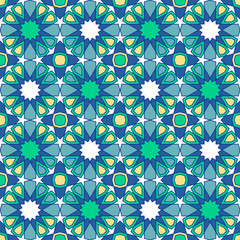 Materiał do szycia Arabic colored oriental seamless ornament. Classic traditional moroccan pattern. Great for design, textile, fabric, wallpaper, interior, Islamic decor, Muslim background. Colors 2019.1