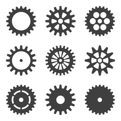 set of cogwheels icons. Flat design vector elements. Technical illustration of gears