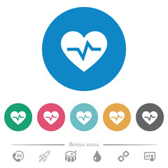 Heartbeat flat round icons