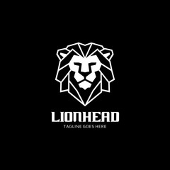 Lion head vector logo - black background