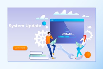 System update. People update operation system can use for, landing page, template,