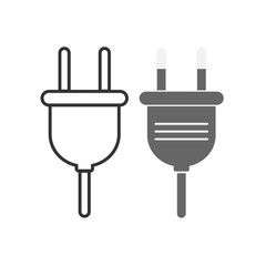 Electric plug, icon in flat style. Vector - Vector