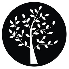 tree silhouette in black circle