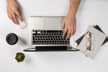 man working in modern office. Top view