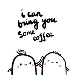 I can bring you some coffee hand drawn illustration with couple of marshmallows