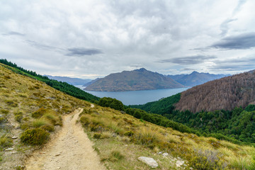 hiking the ben lomond track, view of lake wakatipu at queenstown, new zealand 2