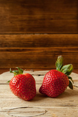Strawberrys on a woody background